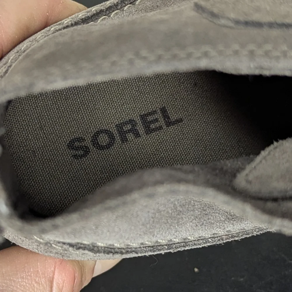Sorel Women's Evie‎ Lace Up Suede Wedge Ankle Boot Gray Size 6.5